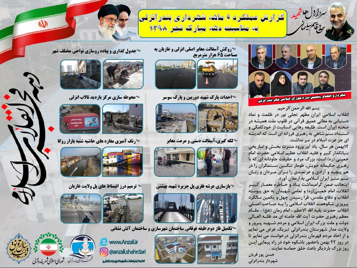 گزارش عملکرد شهرداری بندرانزلی به مناسبت دهه مبارک فجر 